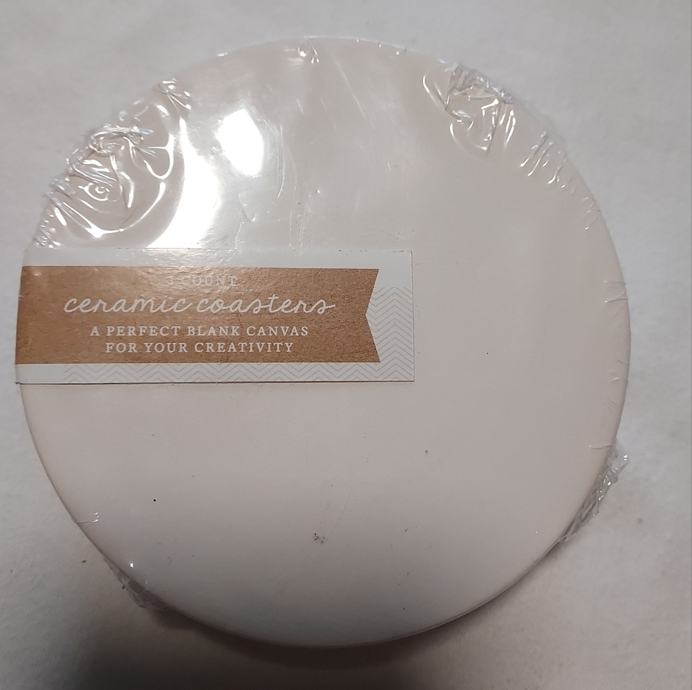 MADE For Retail 3CT White DIY Your Way Hexagon Shaped Ceramic Coasters